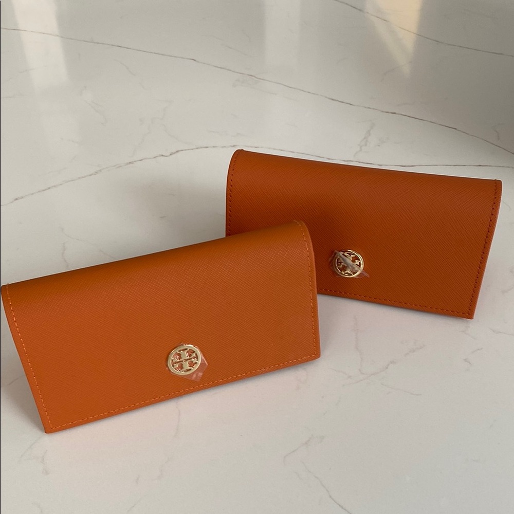Tory Burch Orange Leather Glasses case